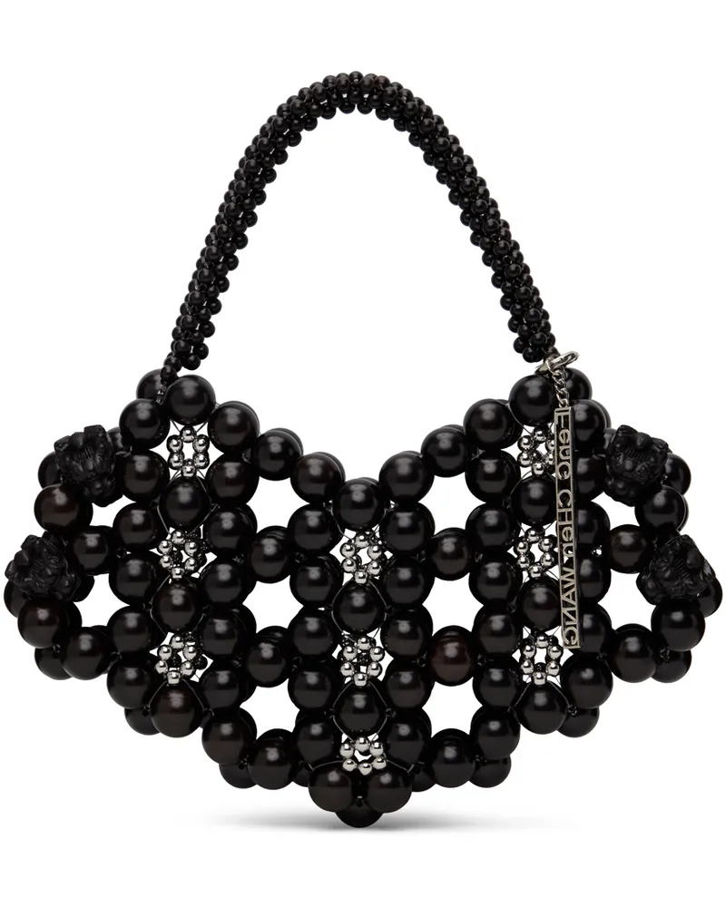 Feng Chen Wang Black Beaded Heart Bag Black