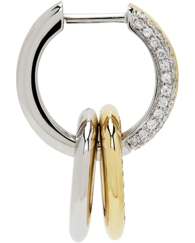 Yvonne Léon White Gold & Gold Double Hoop Single Earring 9k