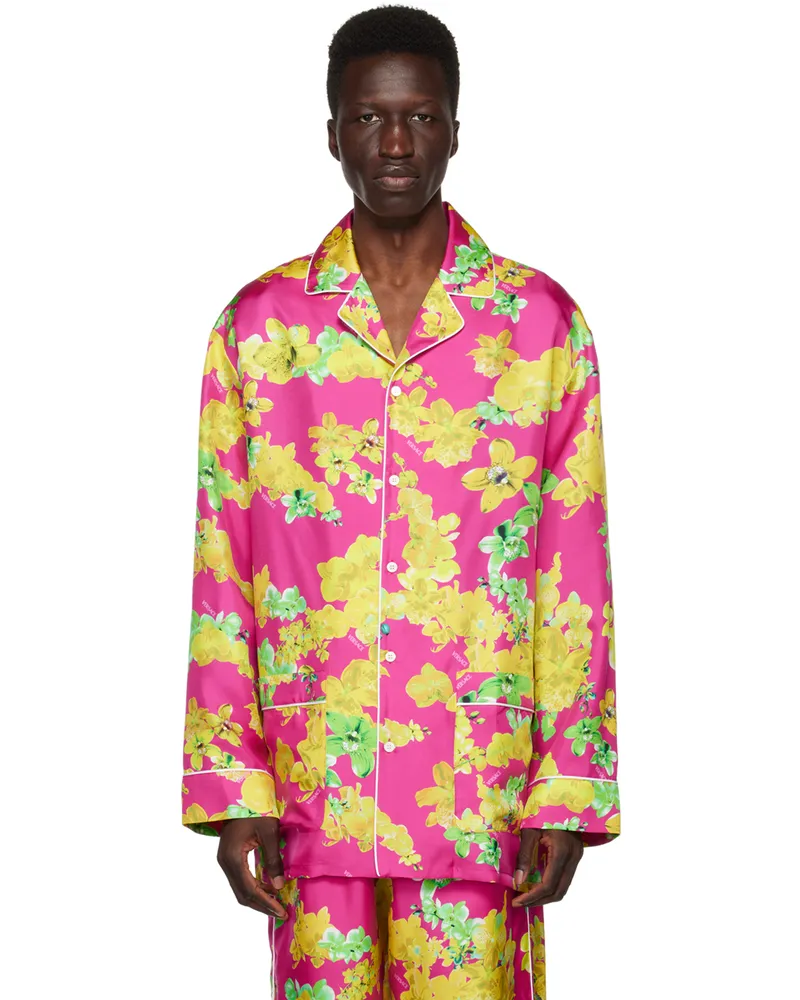 Versace Pink Floral Pyjama Shirt 5p010