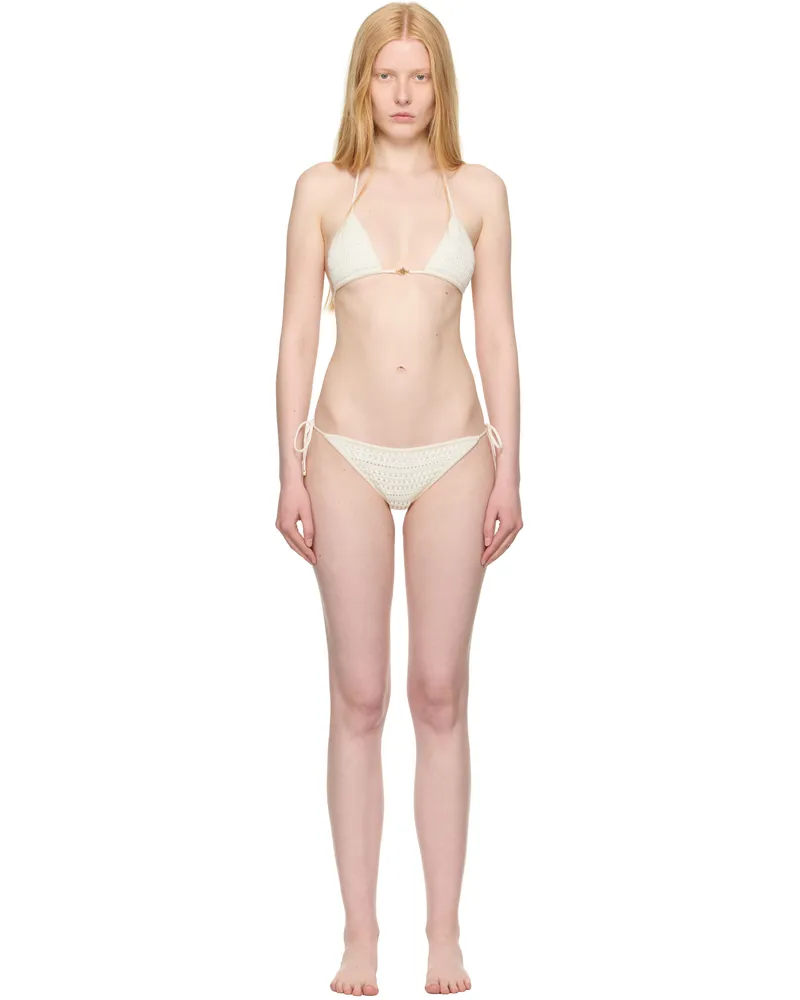 Amiri Beige Crochet Bikini Ivory