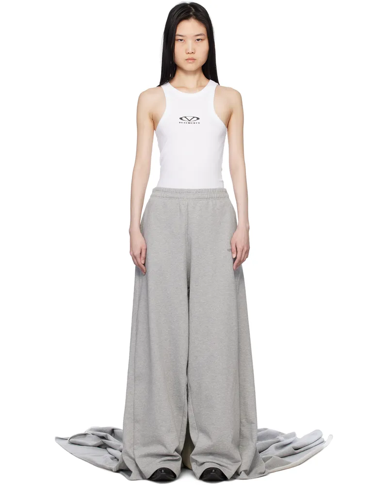 VETEMENTS Gray Red Carpet Train Sweatpants Grey