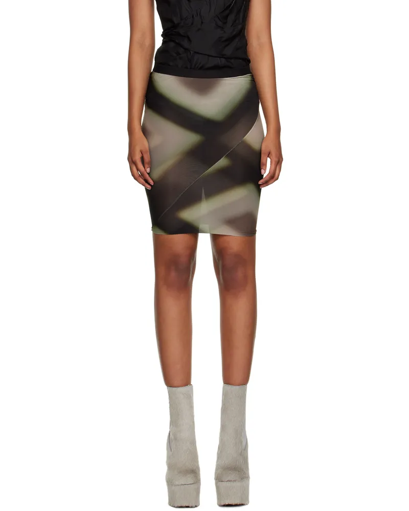 Rick Owens Black & Taupe Plaid Miniskirt 09p2