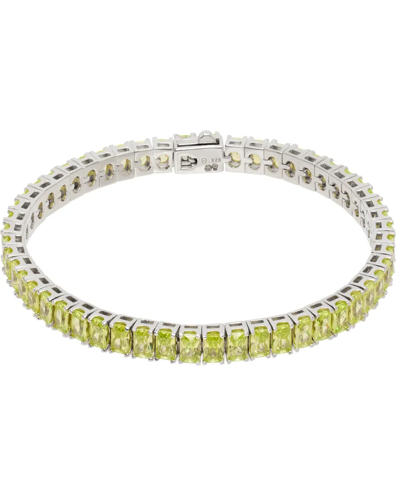 Hatton Labs Silver & Green Rectangular Tennis Bracelet Peridot