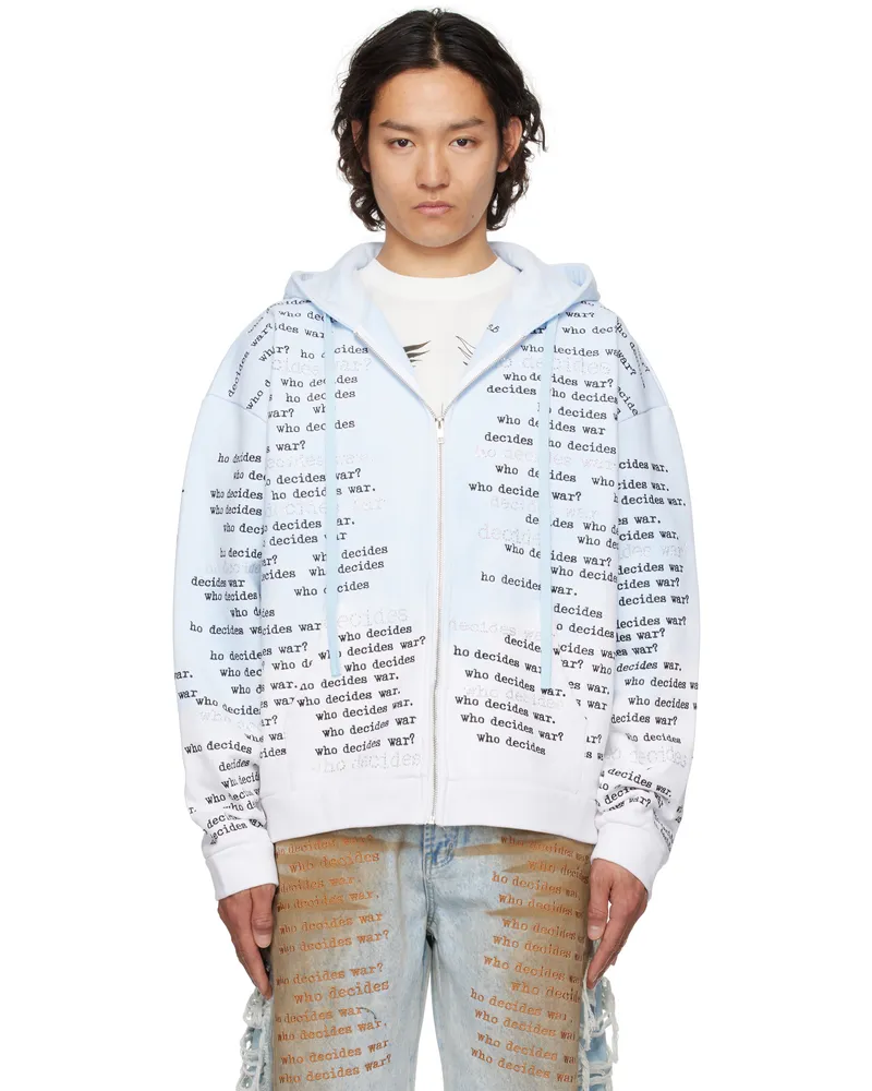 WHO DECIDES WAR Blue WDW Scripture Zipper Hoodie Sky