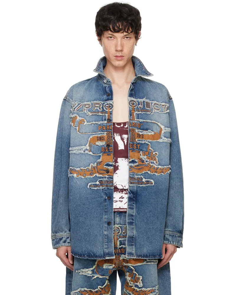 Y/PROJECT Blue Paris' Best Patch Denim Shirt Blue