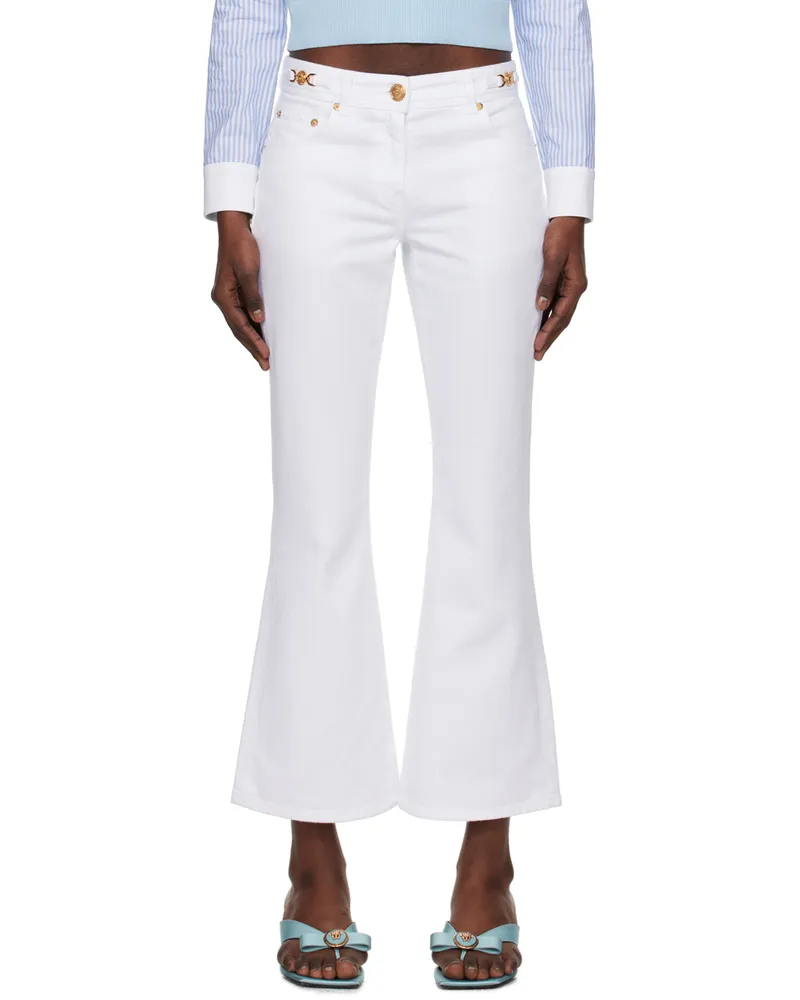 Versace White Cropped Flared Jeans 1d110-white