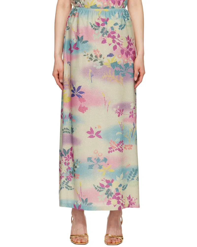 Anna Sui Multicolor Atlantis Garden Maxi Skirt Azalea