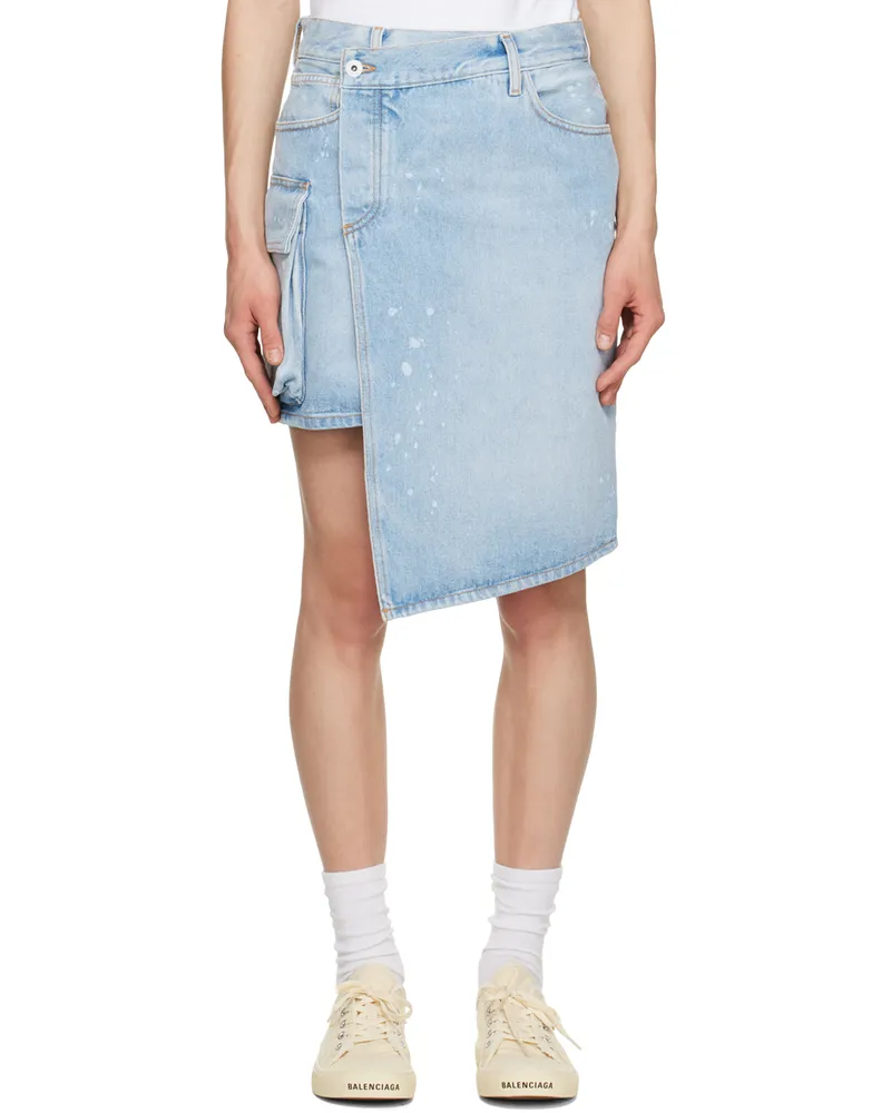 OFF-WHITE Blue Toybox Painted Denim Miniskirt Light