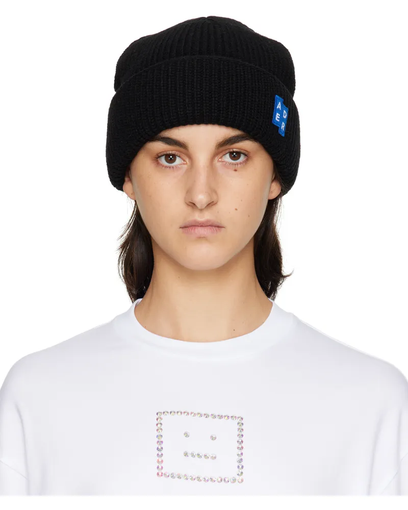 Adererror Black Logo Beanie Black
