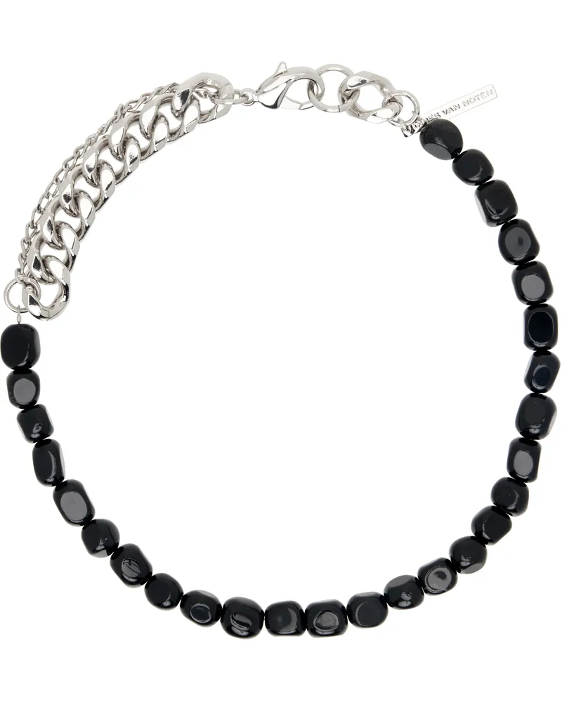 Dries van Noten Silver & Black Stone Chain Necklace 900