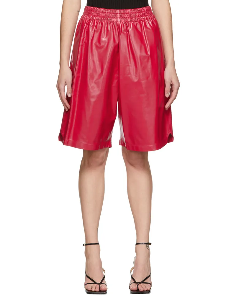 Bottega Veneta Pink Leather Shiny Shorts 5482