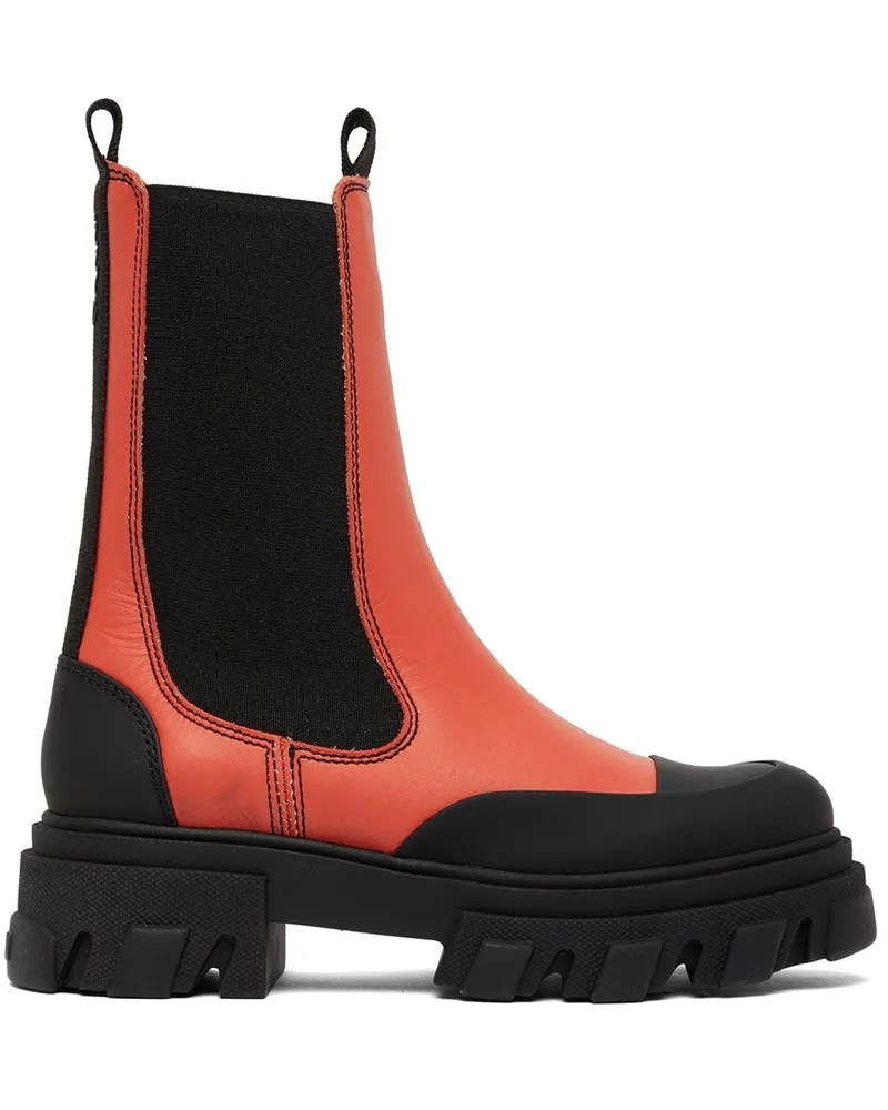 Ganni Red Chelsea Ankle Boots 398