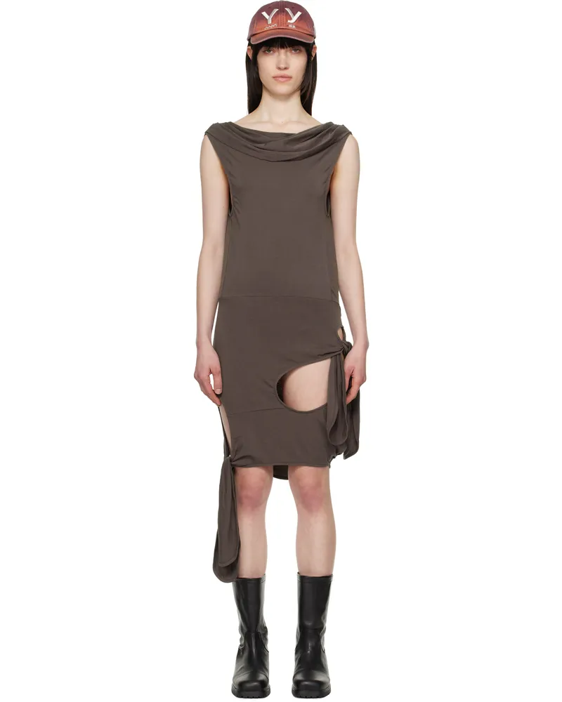 OPEN YY SSENSE Exclusive Brown Deconstructed Minidress Brown