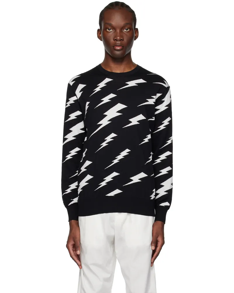 Neil Barrett Black Raining Bolts Sweater Black