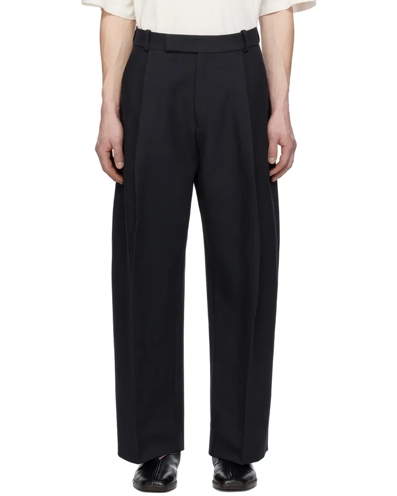 Studio Nicholson Navy Pull Trousers Darkest