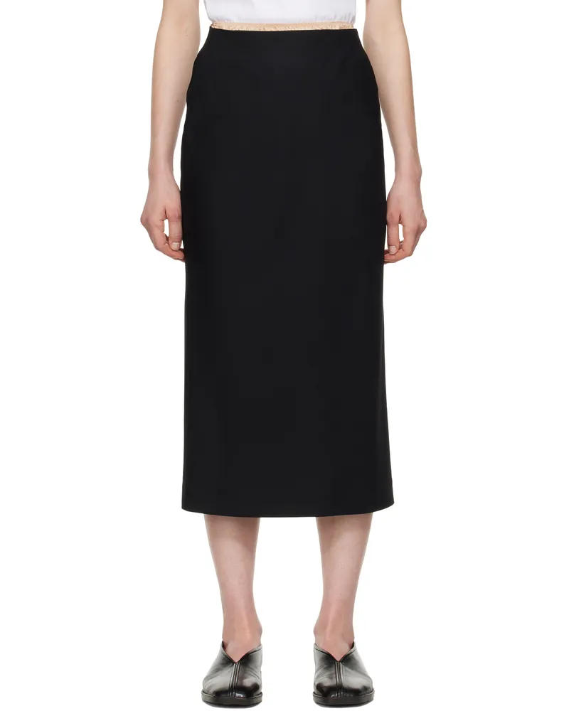 Carven Black Grain de Poudre Maxi Skirt Black