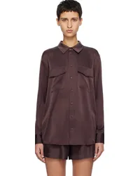 Silk Laundry Brown Boyfriend Shirt Cacao