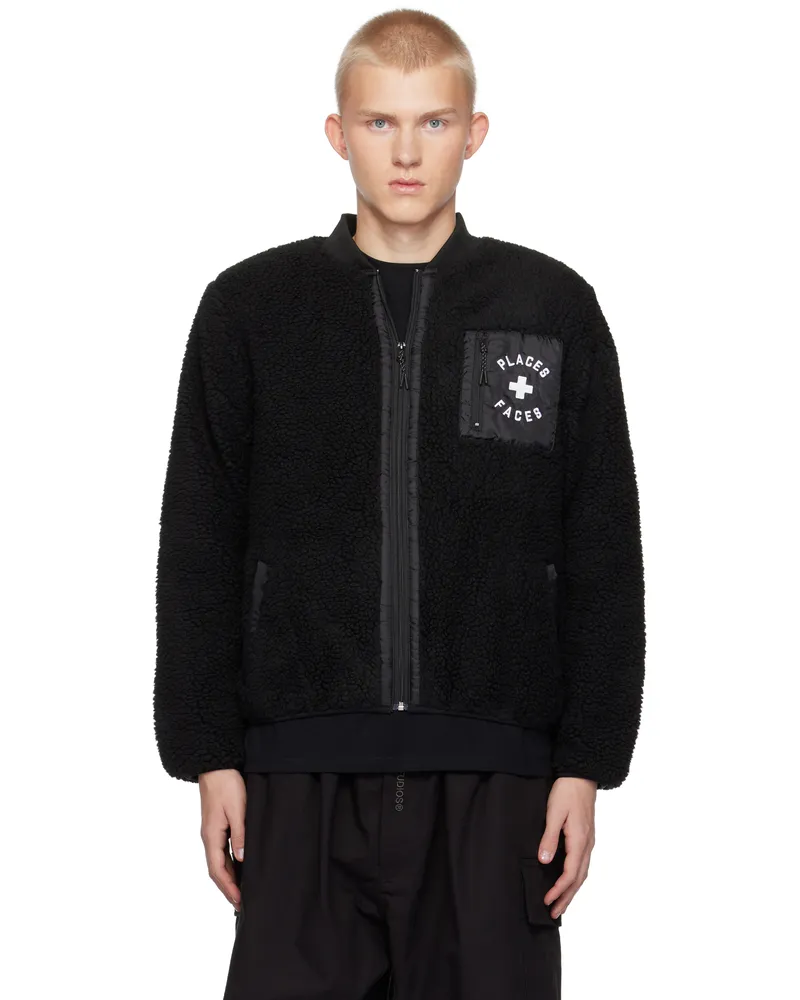 PLACES+FACES Black 'P+F' Sherpa Jacket Black