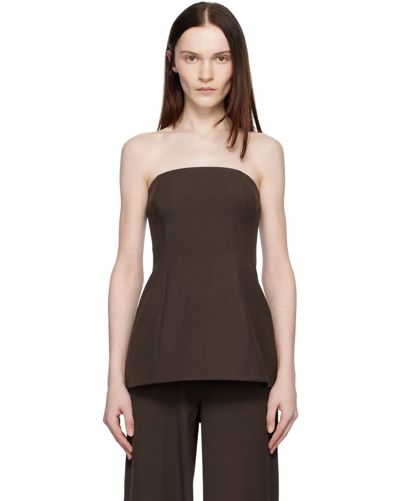 STAUD Brown Silvia Tube Top Dkch
