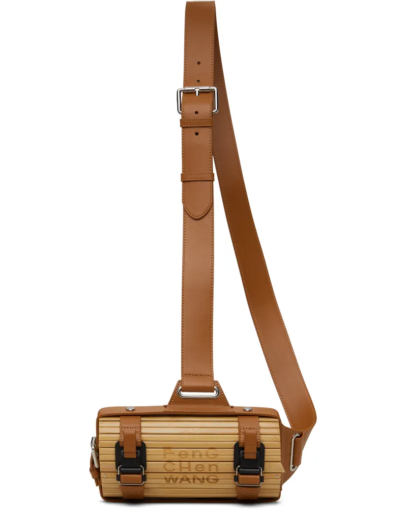 Feng Chen Wang Beige & Brown Bamboo Crossbody Bag Bamboo