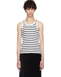 Jean Paul Gaultier White & Navy 'The Strapped Marinière' Tank Top 0159-white