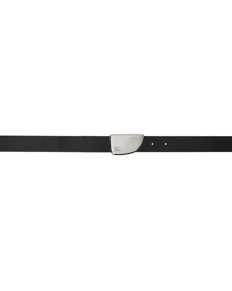 Burberry Black Thin Leather Shield Belt Black