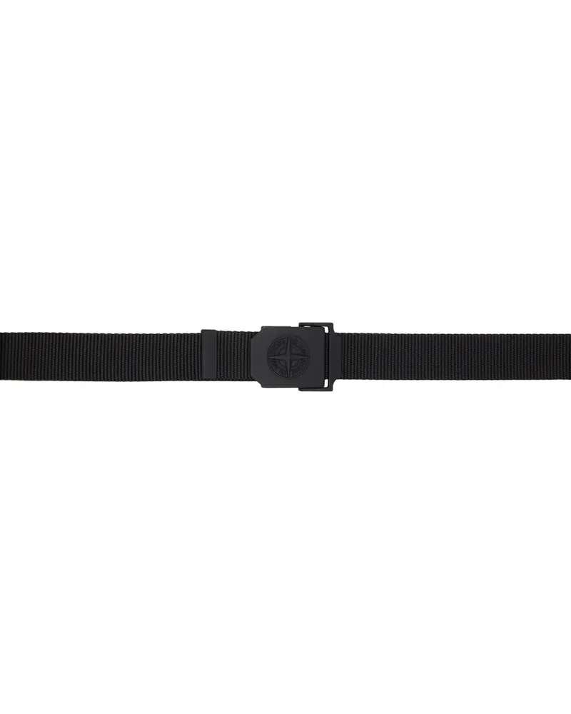 Stone Island Black Logo Belt Ablack