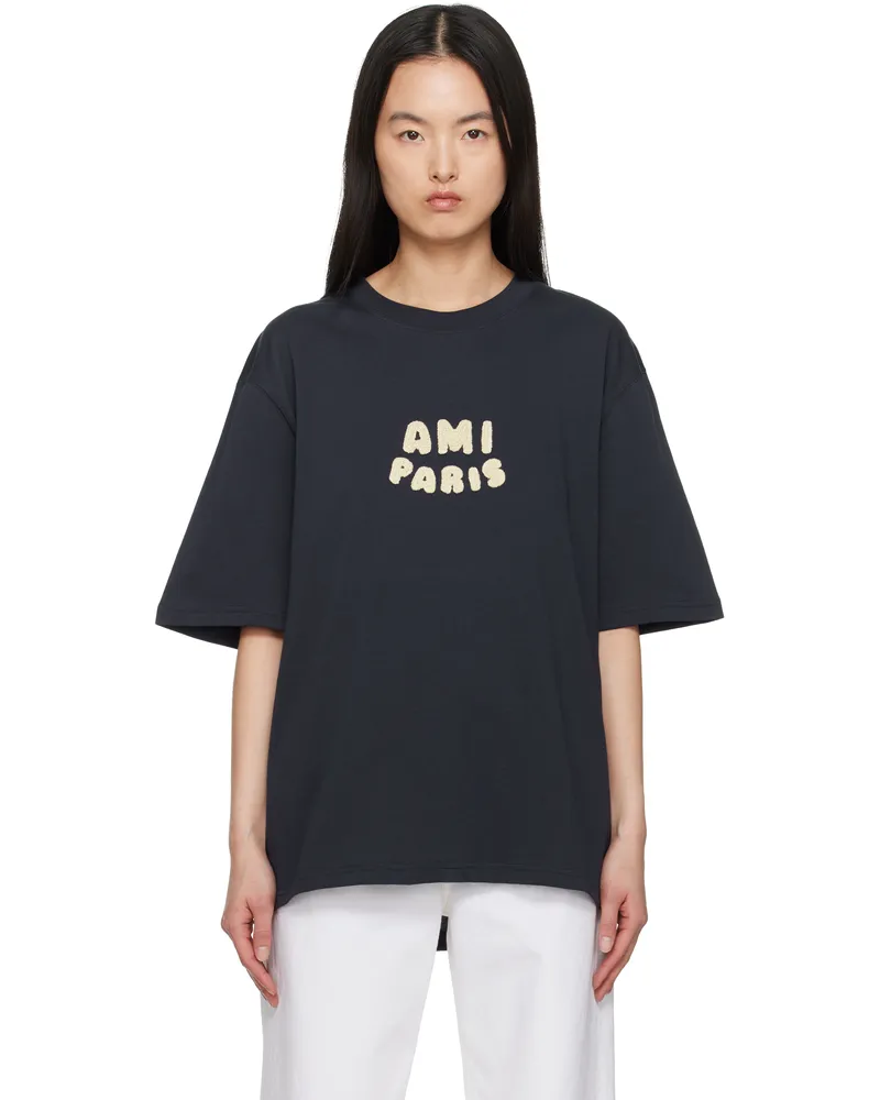 AMI Paris Navy Cotton 'Ami Paris' Patch T-shirt Navy