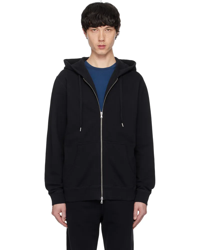Sunspel Black Zip Hoodie Black