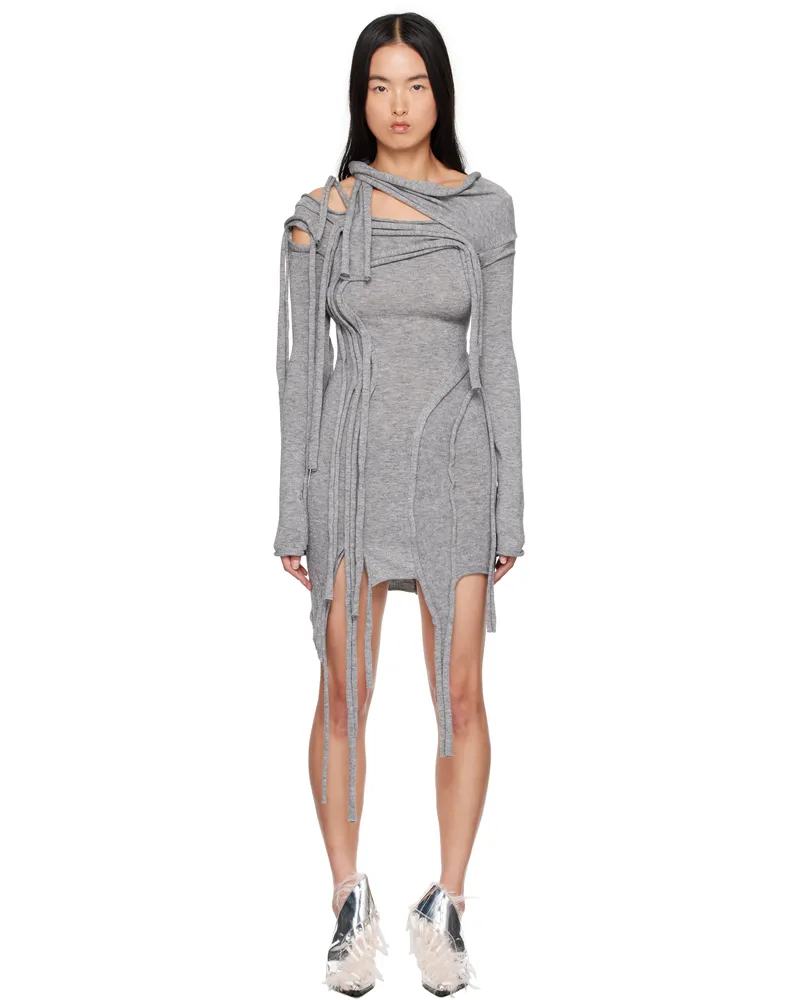 OTTOLINGER Gray Strappy Knit Minidress Grey