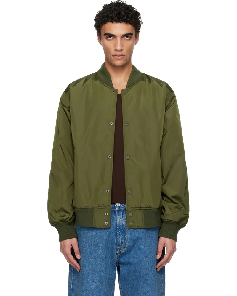 Reigning Champ Khaki Econyl Satin Nylon Stadium Bomber Jacket Fatigue