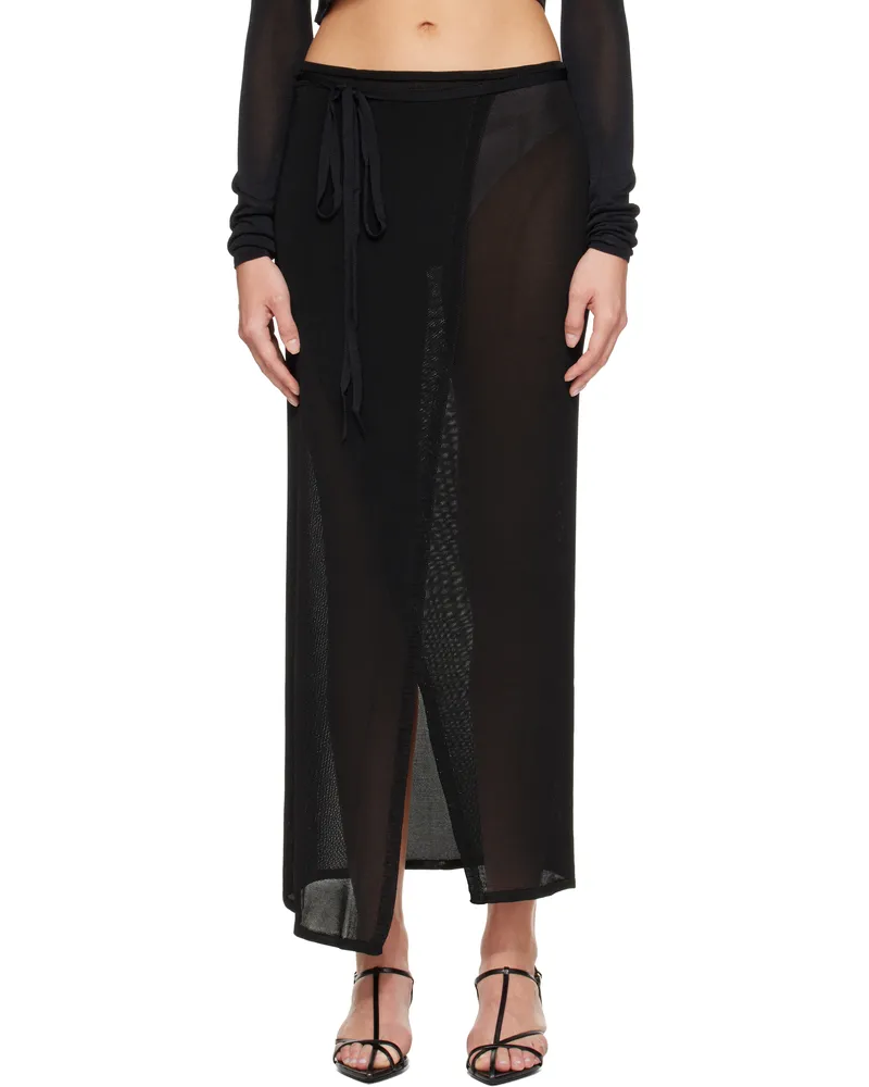 FRANKIE Shop Black Alsen Thin Knit Wrap Maxi Skirt 100