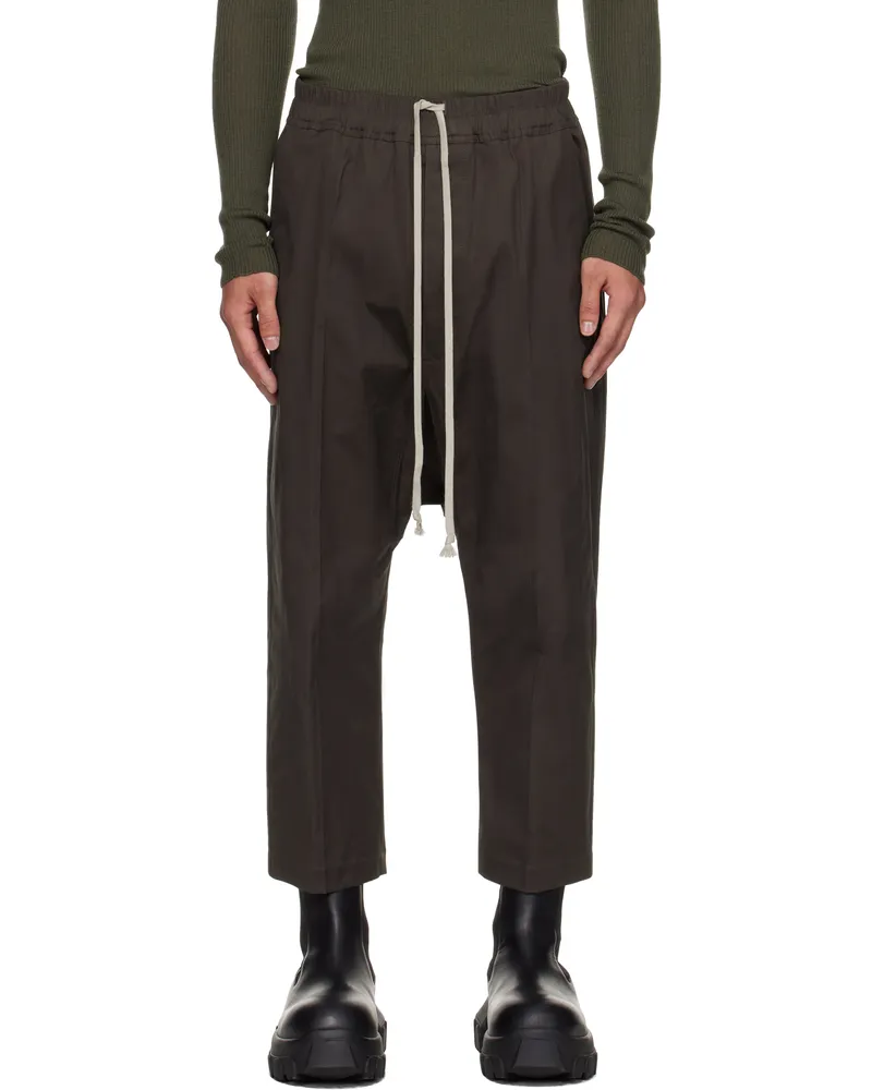 Rick Owens Gray Concordians Drawstring Cropped Trousers 78