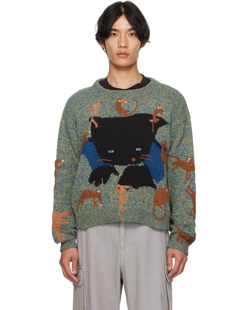 STORY mfg. Multicolor Piper Knit Sweater Green