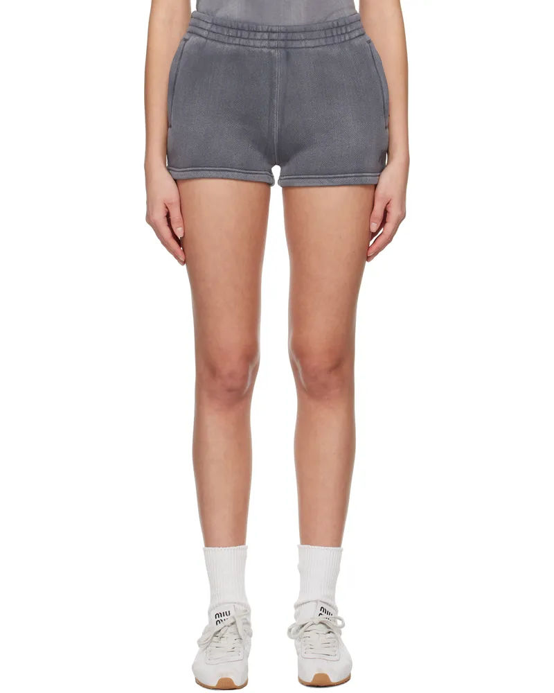 Alexander Wang Gray Puff Paint Logo Shorts Washed