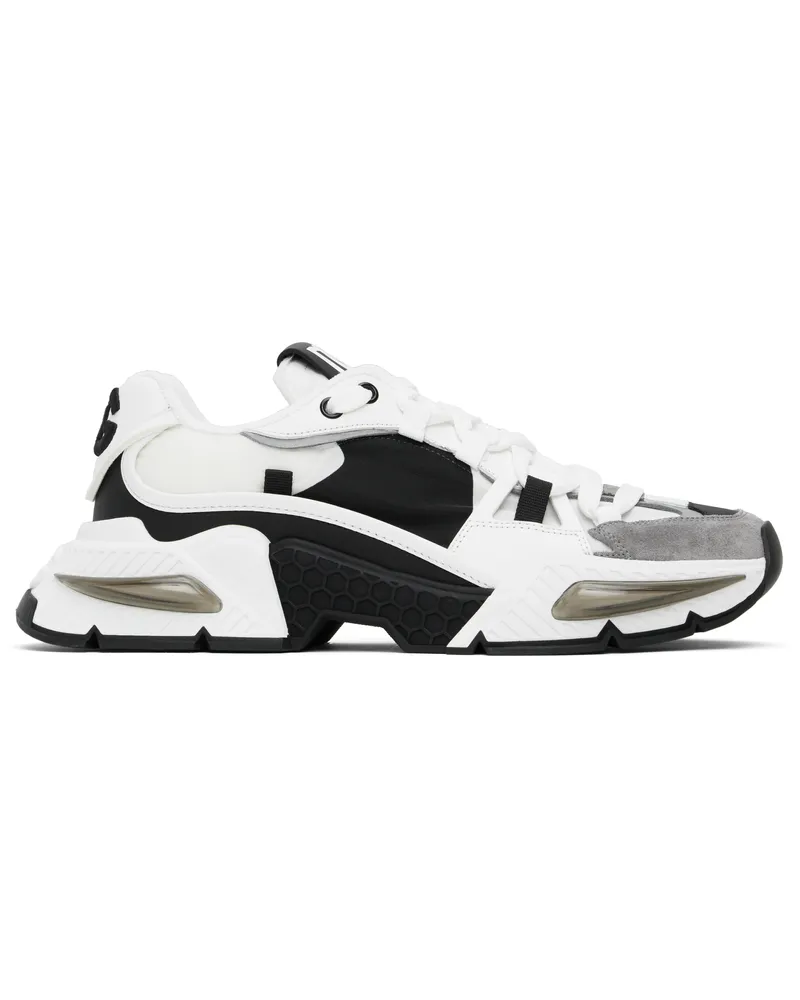 Dolce & Gabbana White & Black Mixed-Material Airmaster Sneakers Bianco