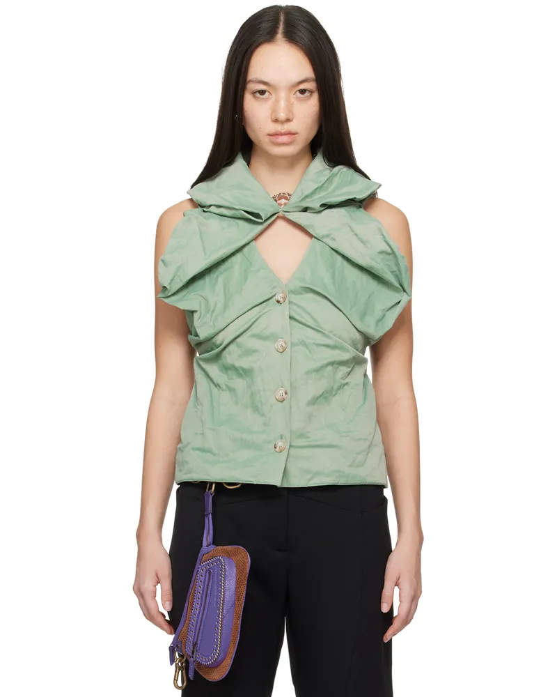 KIKO KOSTADINOV Green Lozan Tank Top Pale