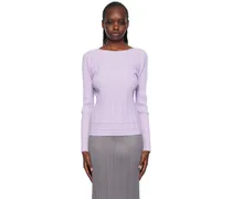 Purple Soft Pleats Long Sleeve T-Shirt
