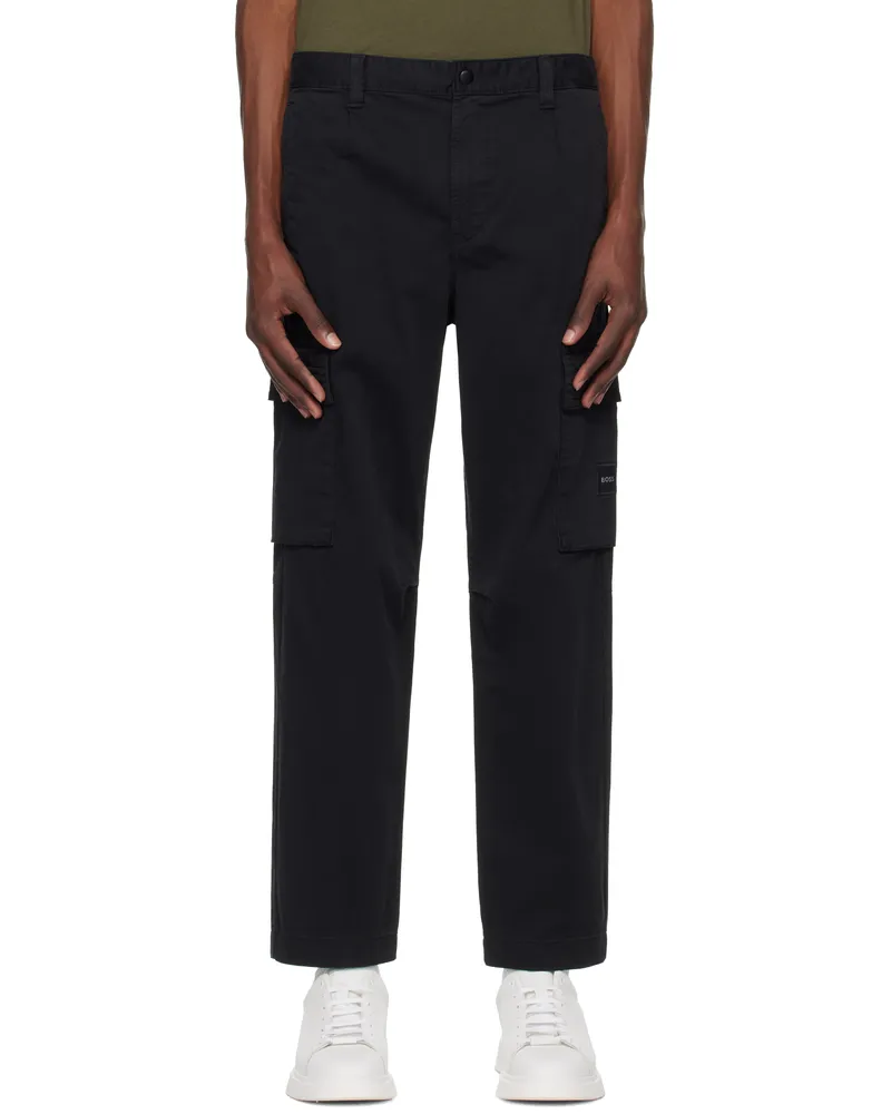 HUGO BOSS Black Logo Patch Cargo Pants 001-black