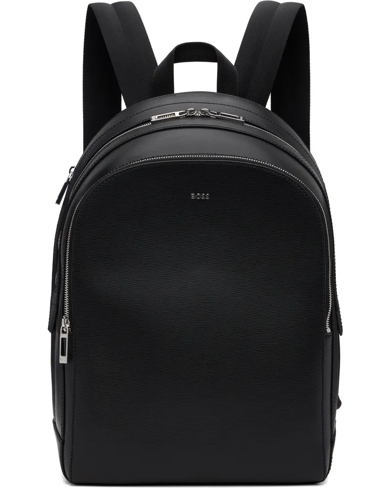 HUGO BOSS Black Leather Backpack 001-black