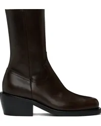 Dries van Noten Brown Paneled Heeled Boots Dark