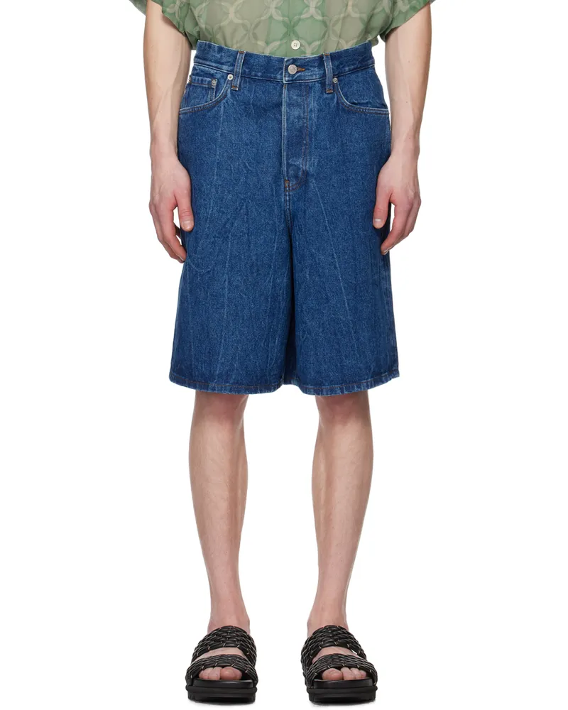 Dries van Noten Blue Faded Denim Shorts 504