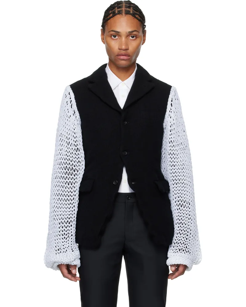 Comme des Garçons Black & White Knit Sleeve Blazer Black