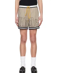 RHUDE Beige Striped Swim Shorts Khaki