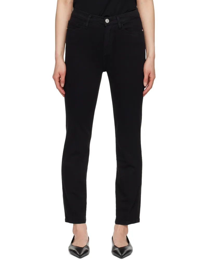 Frame Denim Black 'Le High Straight' Jeans Flmn