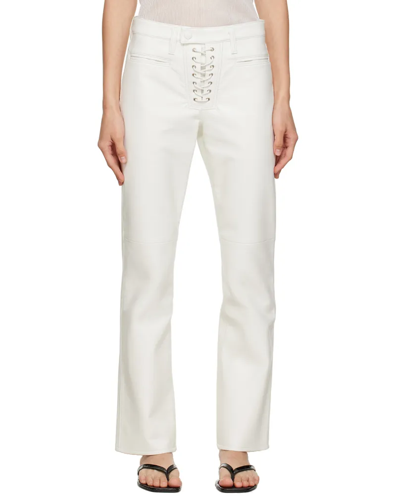 AGOLDE White Finley Leather Trousers Lace