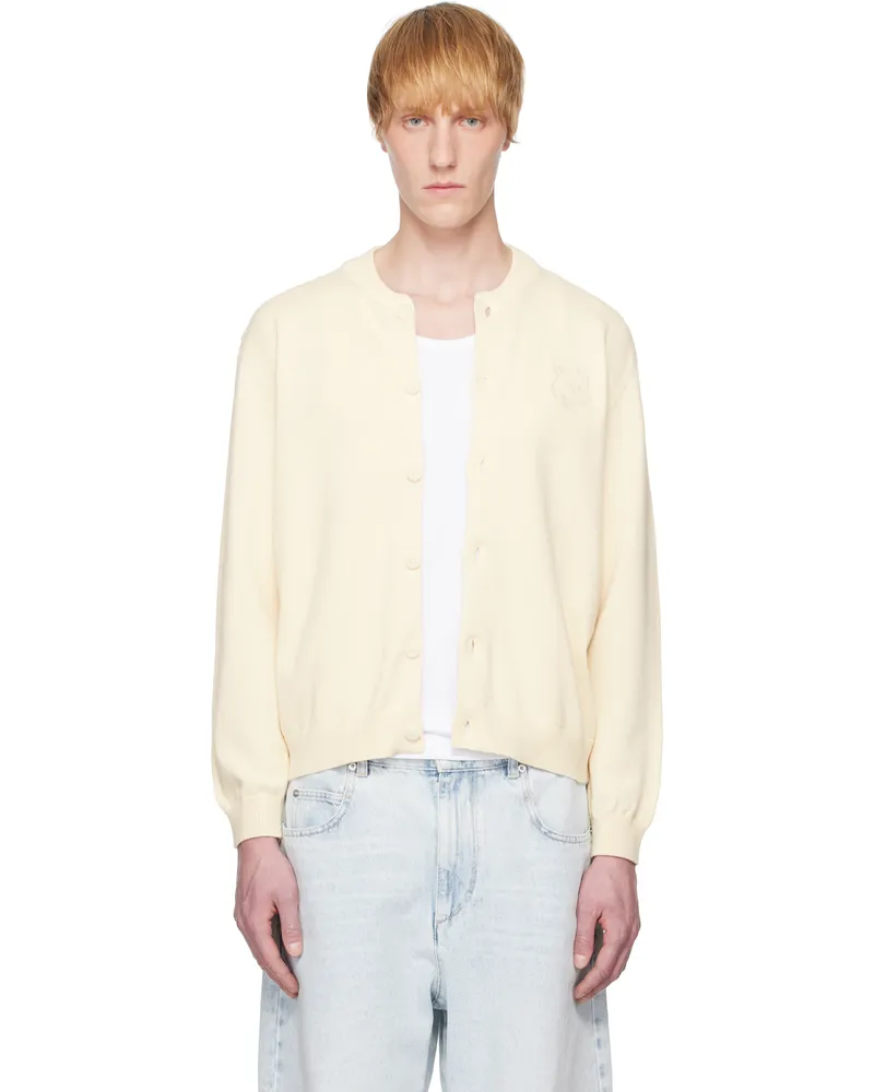 Kitsuné Off-White Bold Fox Head Embroidered Knitted Cardigan 0145