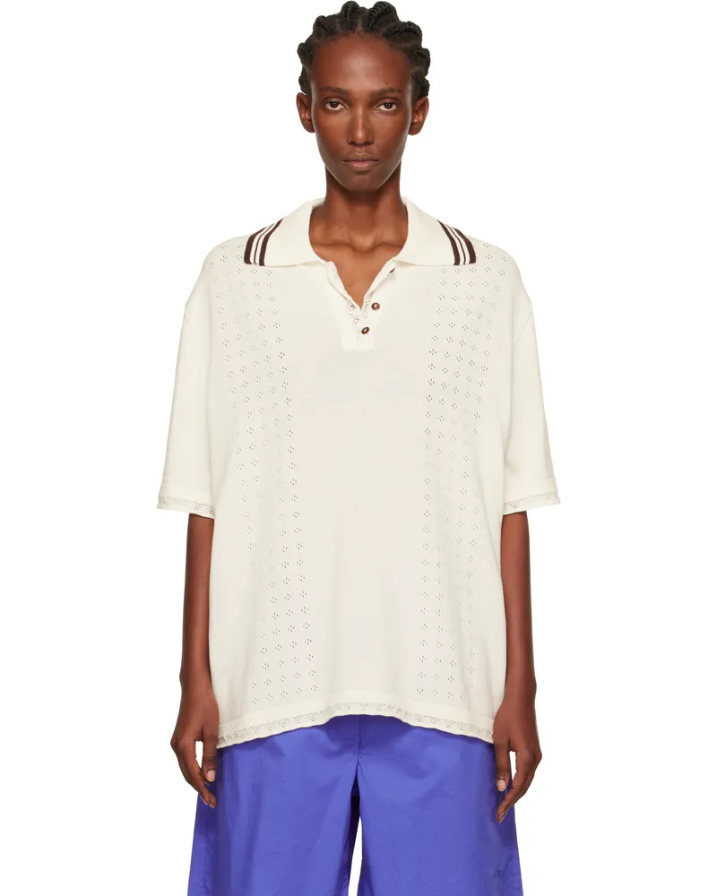 CORDERA White Organic Cotton Pointelle Polo Natural