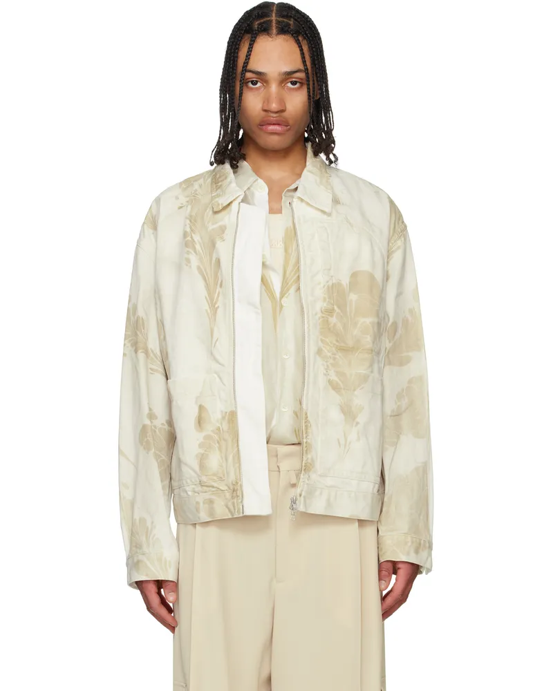 Dries van Noten Beige & Off-White Printed Jacket 979