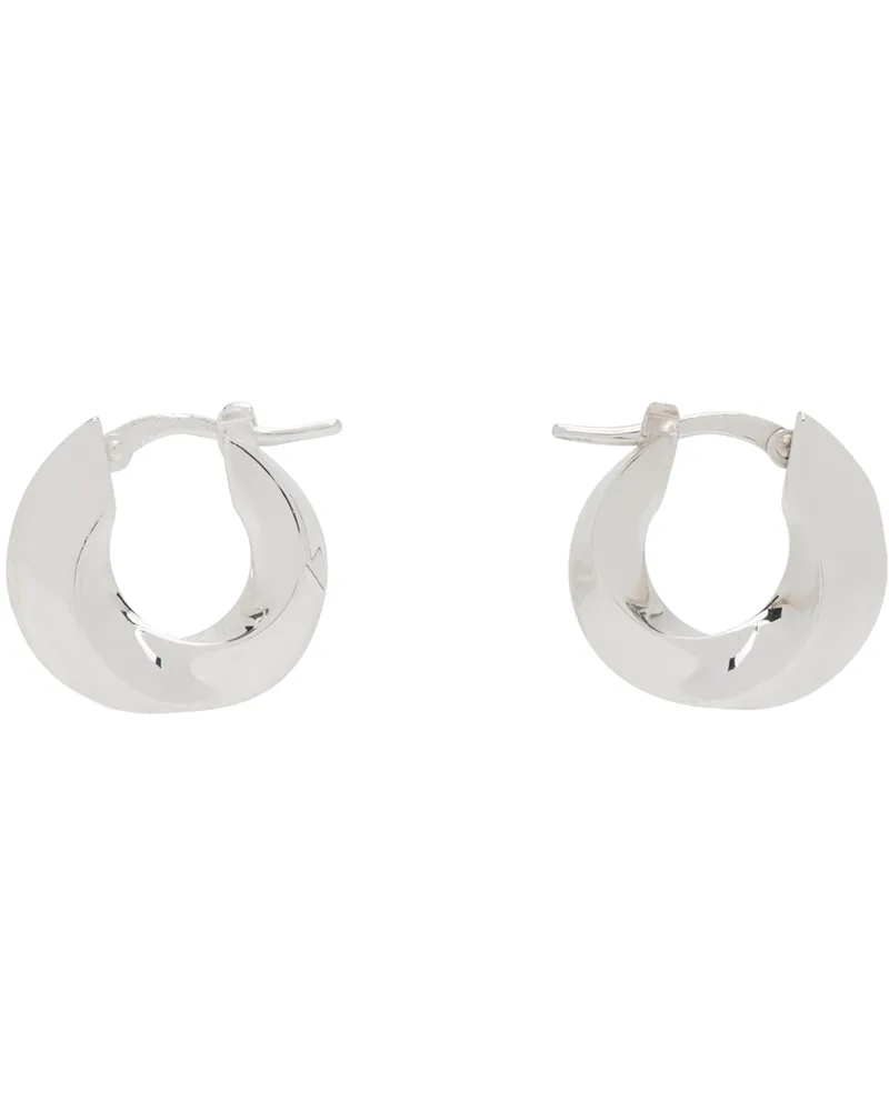 Bottega Veneta Silver Small Twisted Hoop Earrings 8117